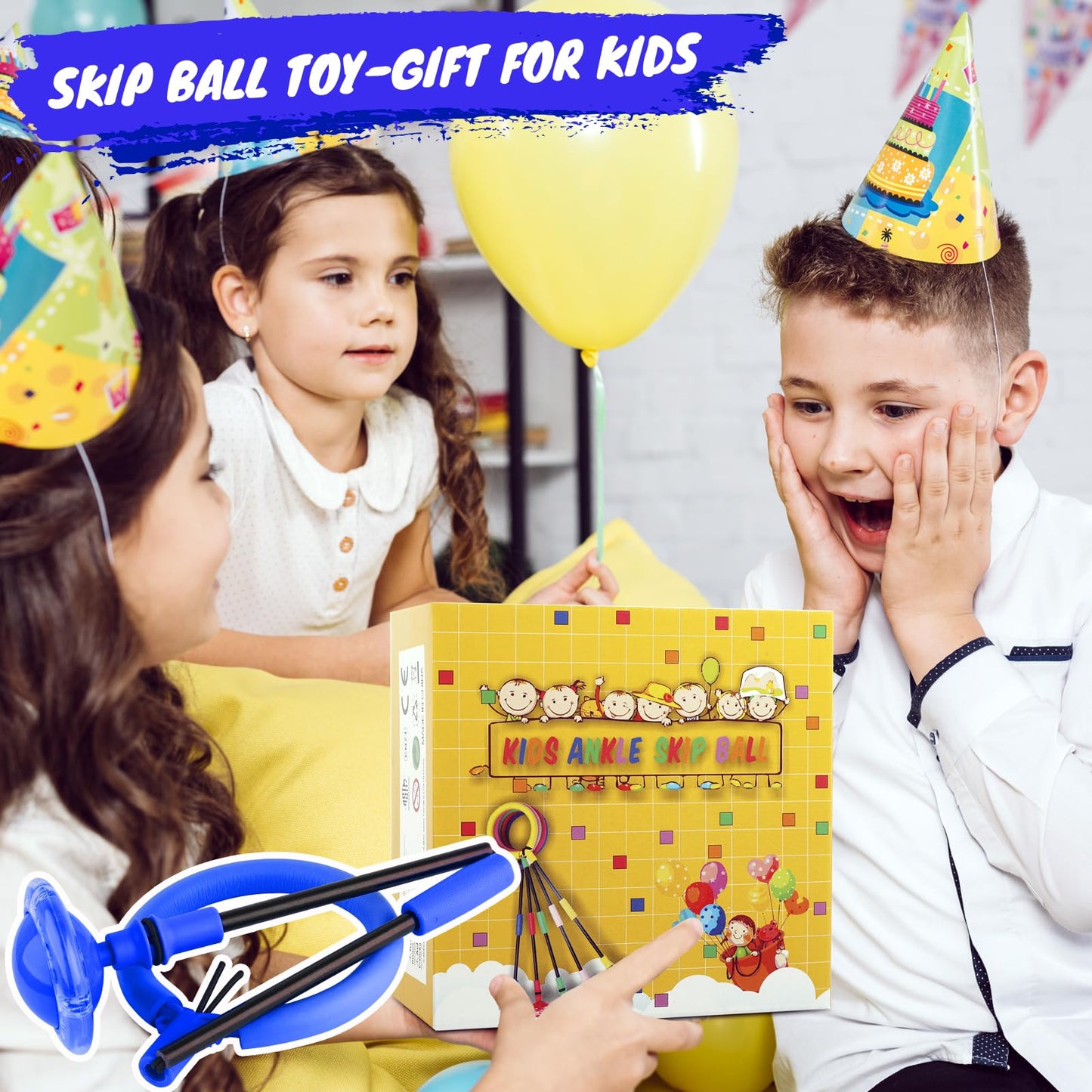 GleeGlow Ankle Skip Ball for Kids, Foldable Skip Ball Toy with Flash Wheel