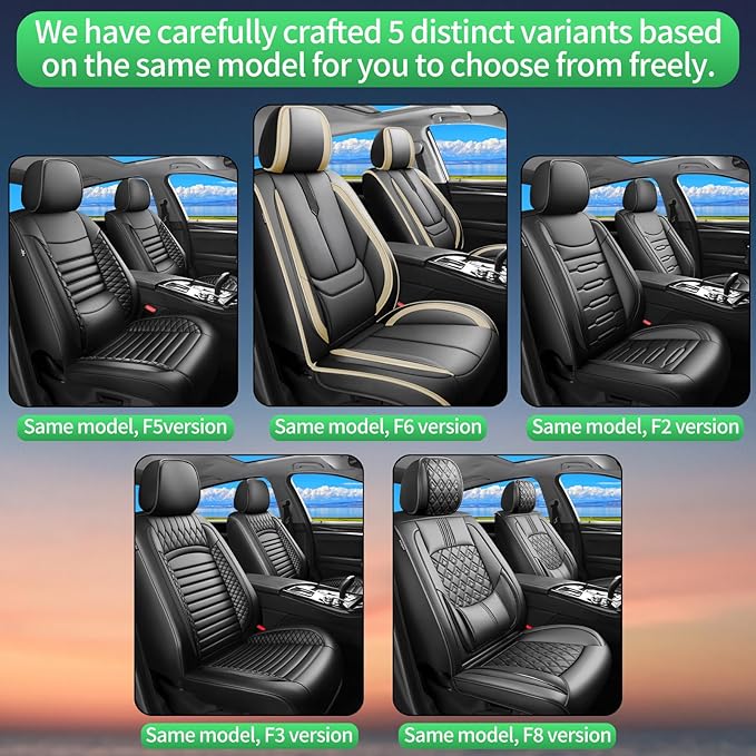 Fit HRV Car Seat Covers for Honda HR-V 2016-2024 2025 2026 - Upgraded Premium Waterproof & Breathable Leather, Airbag Compatible, All-Weather Seat Cushion Protector (2 Front/Black-Beige)