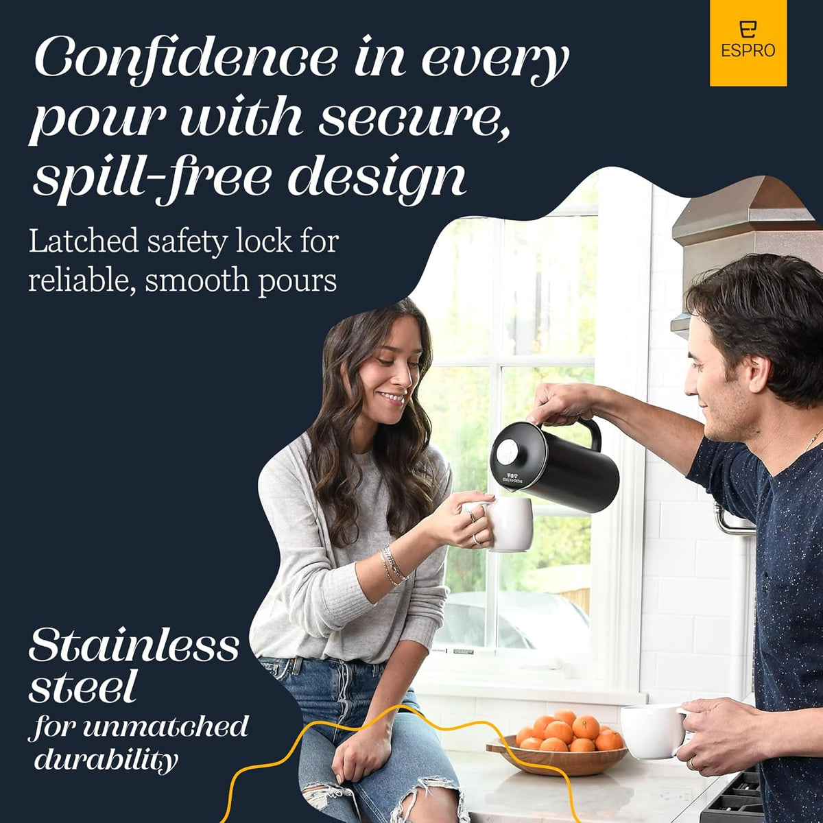 ESPRO P7 French Press Coffee Maker - Double-Walled Stainless Steel Insulated with Micro-Filter, 18 Ounces, Matte Black