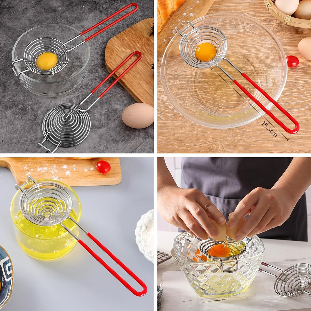 Egg Separator Egg Yolk White Separator Stainless Steel Egg White Yolk Sifting Filter Egg Divider Kitchen Tool for Baking/Cooking
