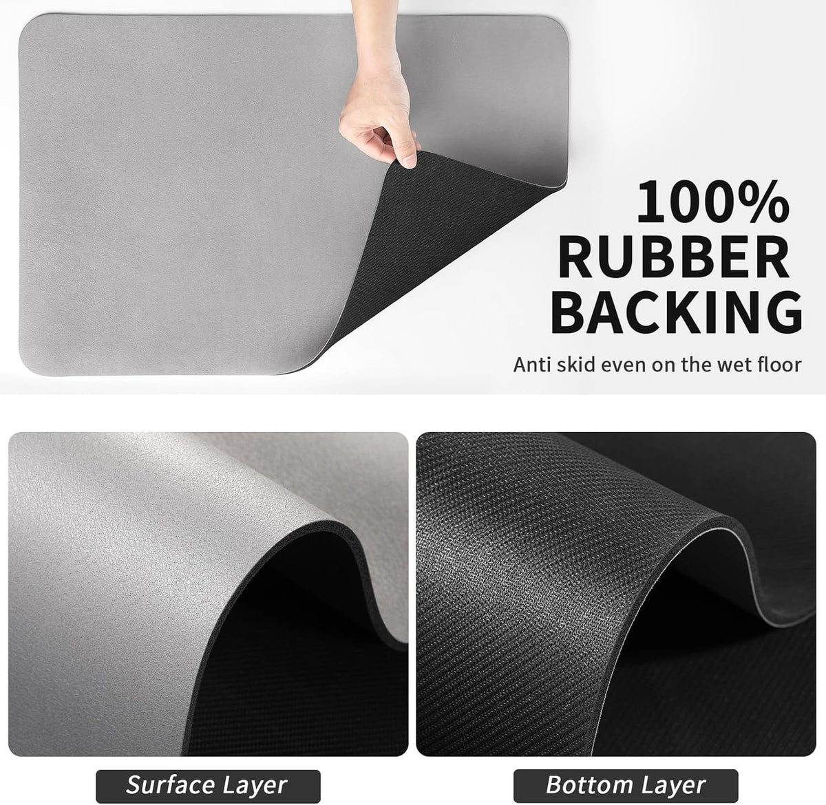 Coffee Mat - Absorbent Hide Stain Rubber Backed Dish Drying Mat for Kitchen Counter - Bar Mats for Countertops Accessories Fit Under Coffee Maker Espresso Machine