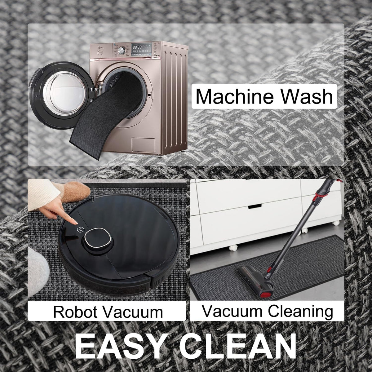 Kitchen Mat 1 PCS, Cushioned Non Slip Rugs for Kitchen Floor, Absorbent Runner Comfort Standing Mats Washable for Kitchen, Office, Home (Black, 17.3"x79")