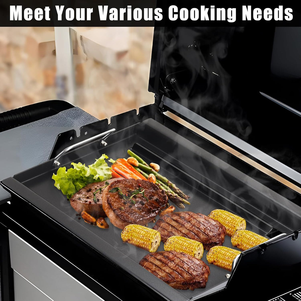 SafBbcue Full Size Griddle Inserts for Charbroil Tru Infrared 463276016 463439915 463242715 463255020 463242716 463257520 466242715 466242815 463255721 Grill, G533-0009-W1 Carbon Steel Flat Top Plate