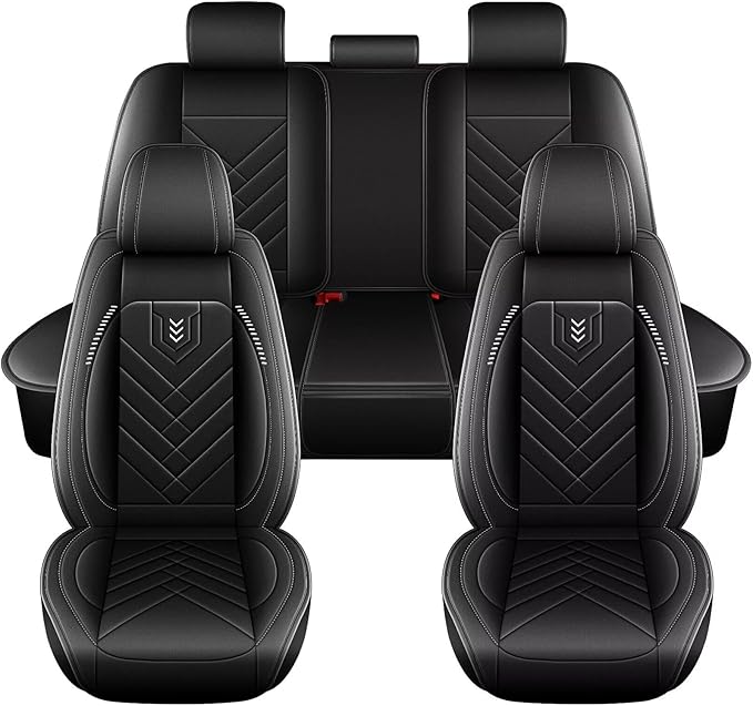 AOMSAZTO Car Seat Covers Full Set Fit for Ford Bronco Sport 2021-2025 2026 Faux Leather Waterproof Seat Covers Automotive Seat Cushion Protector(5 Seats, Black)