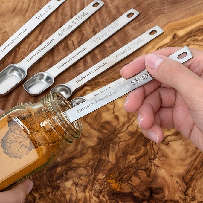 Hudson Essentials Stainless Steel Measuring Cups and Spoons Set (14 Piece Set)