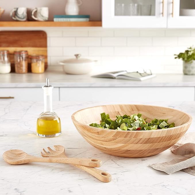 Lipper International Bamboo Salad Bowl with Salad Servers
