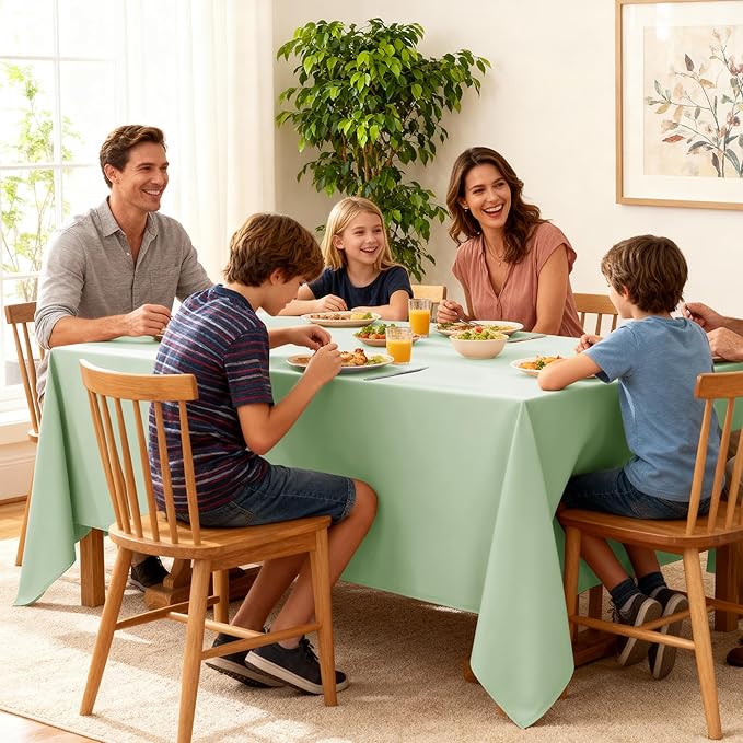 6-Pack Sage Green Tablecloths for Square Tables, 70 x 70 Inches, Stain-Resistant Polyester Fabric for 3 Foot Tables - Washable Table Covers for Weddings, Banquets, Birthday Parties, Events