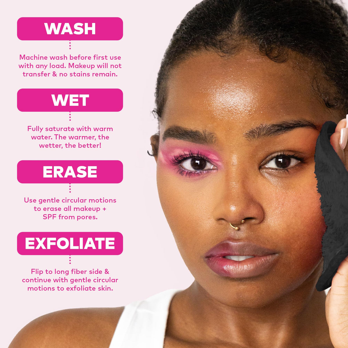 The Original MakeUp Eraser 7-Day Set, Erase All Makeup With Just Water, Including Waterproof Mascara, Eyeliner, Foundation, Lipstick, Sunscreen, and More! Chic Black, 7ct.