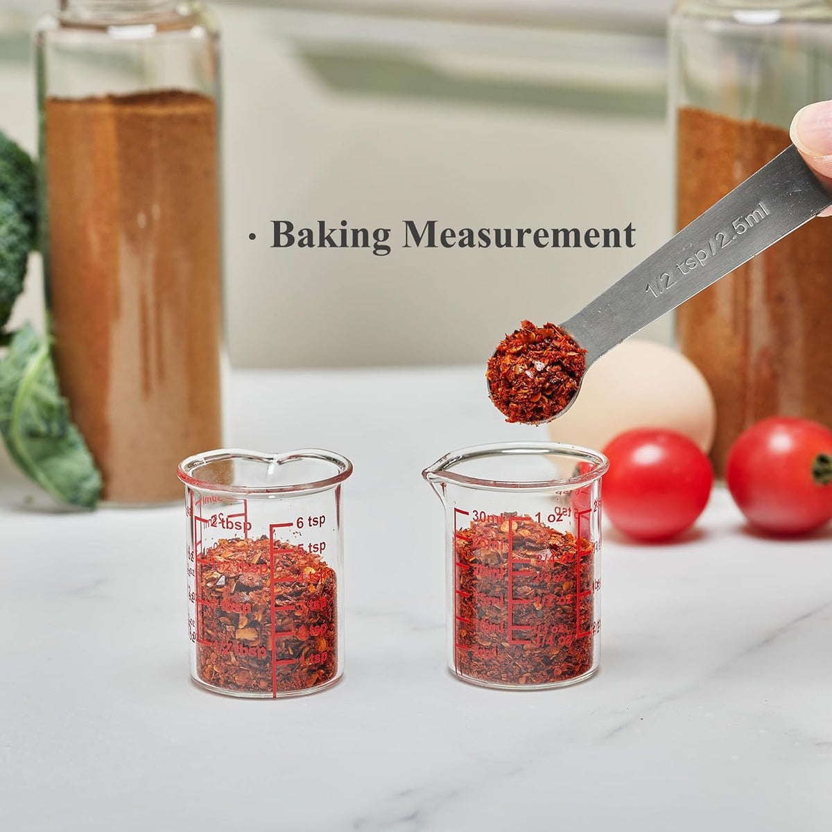 High Borosilicate Glass Measuring Cup with V-Shaped Spout, 30ml (1oz) | Pack of 2 – Precision Glass Measuring Cup for Kitchen & Bar