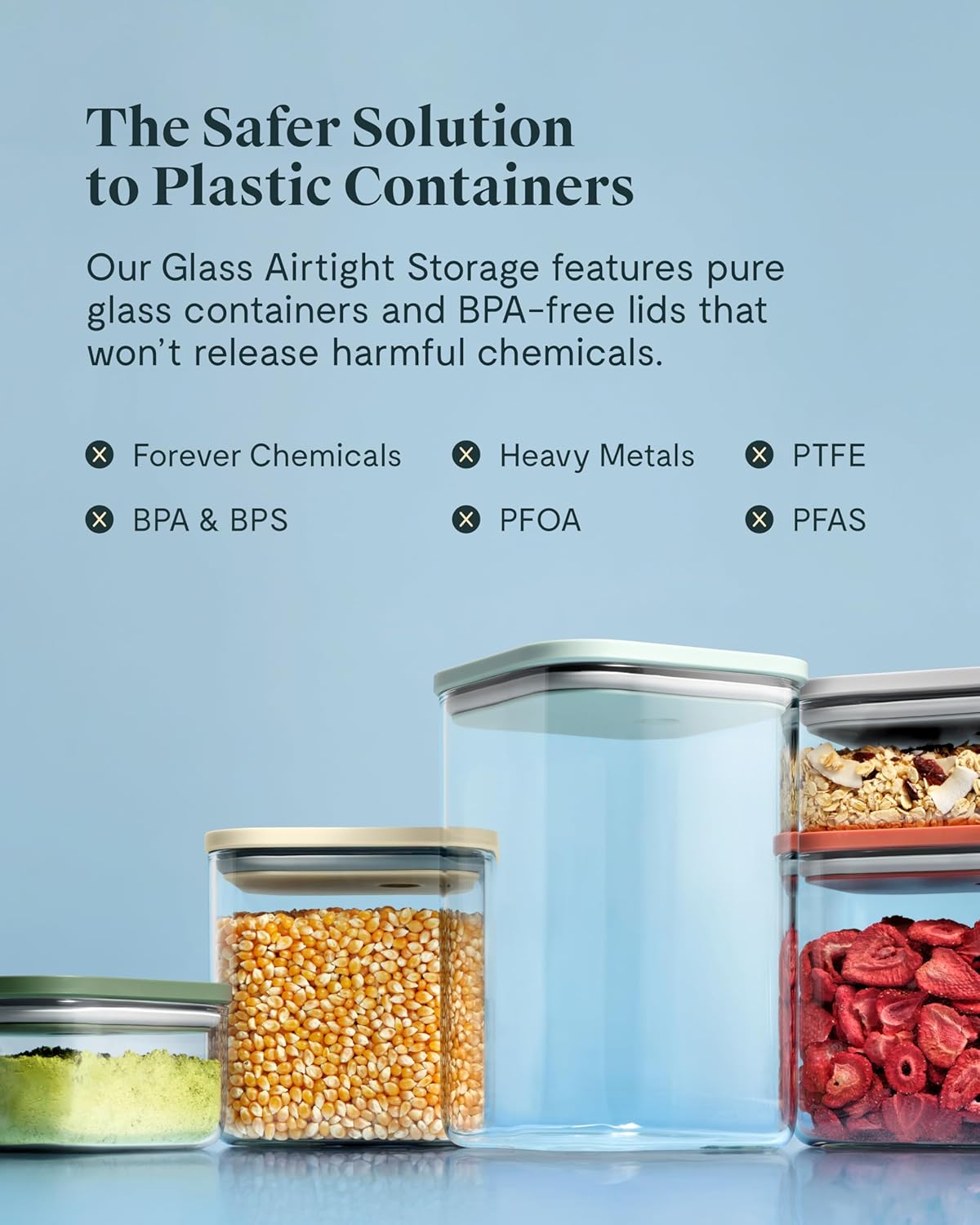 Caraway 4qt Glass Airtight Food Storage Container with Lid – Non-Toxic, BPA-Free Kitchen Storage Container – Stackable, Space-Saving Airtight Container for Dry Goods and More - Perracotta