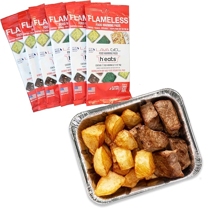 Flameless Food Warming Pads (6 Pack) - Food Warmers for Parties Buffet Disposable - Party Buffet Servers and Warmers for Half Size Pans - Heating Pads for Chafing Dish- Must-Have Catering Supplies