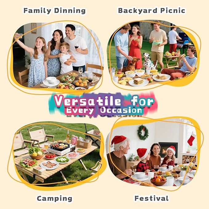 Wheat Straw Dinnerware Sets Service for 8, 32 Piece Plates and Bowls Sets, Microwave & Dishwasher Safe Dishes, Perfect for Kitchen Camping Picnic RV Dorm - White