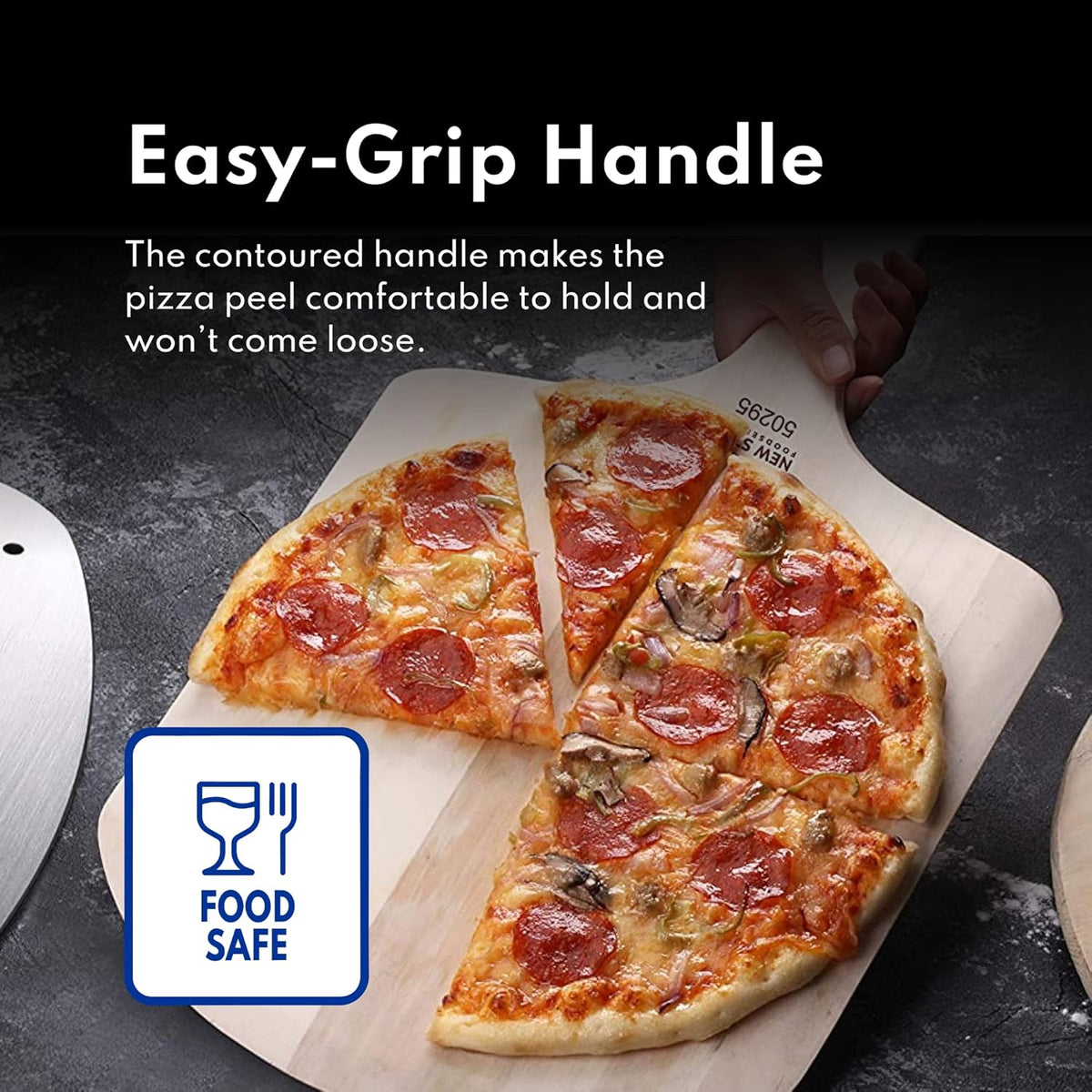 New Star Foodservice 536181 Restaurant-Grade Wooden Pizza Peel, 19" L x 18" W Plate, with 17" L Wooden Handle, 36" Overall Length…