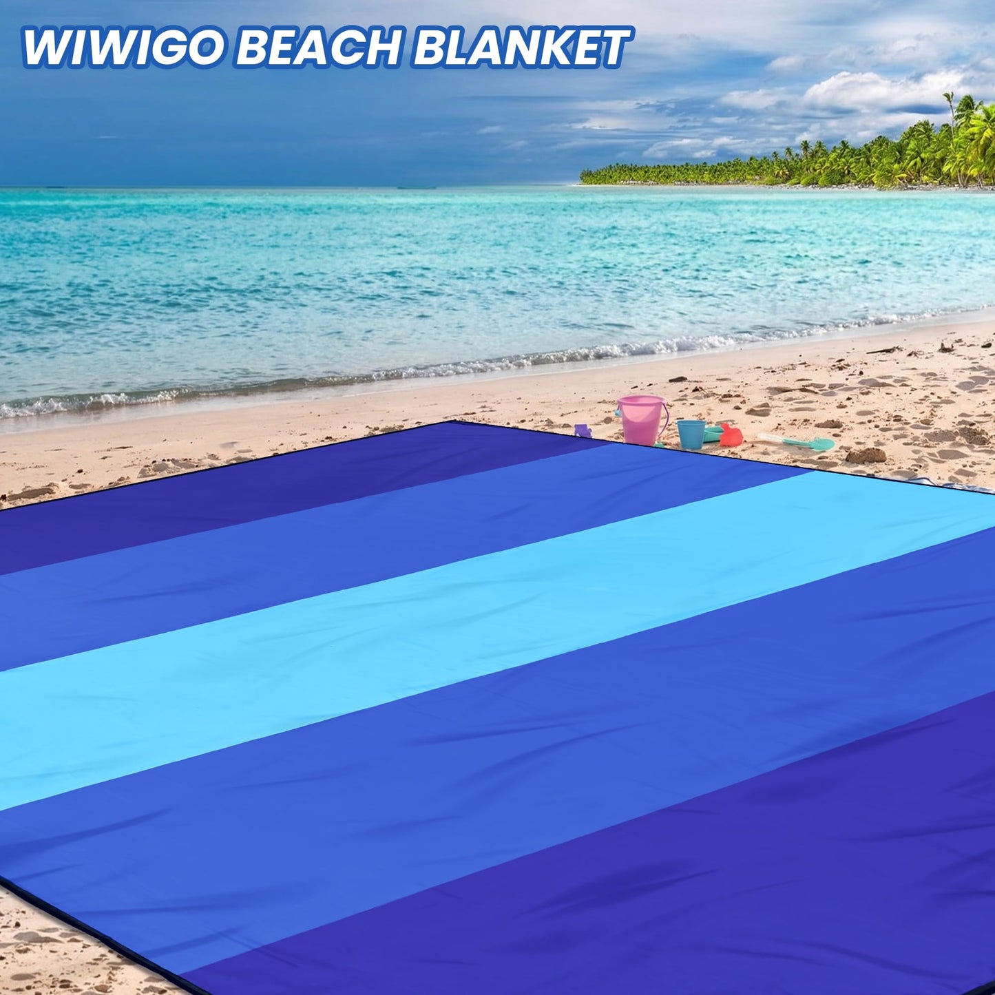 WIWIGO Beach Blanket Mat Waterproof Sandproof for 2-8 Adults Quick Drying