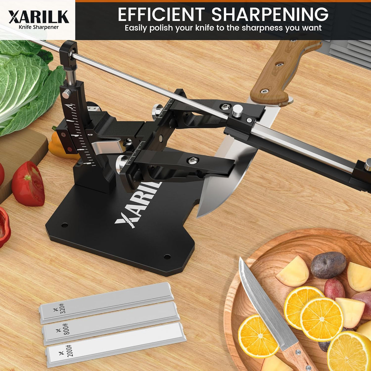 GEN3 Guided Knife Sharpening System, Aluminium | Professional knife sharpener, Knife Sharpening Kit W / 3 Al Plates Diamond (320#, 800#, 2000#) for For Hunting & Kitchen Knives