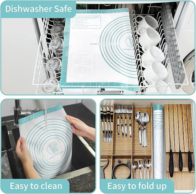 Non-Stick Silicone Pastry Mat, Thick Silicone Baking Mat - Dough Mat for Rolling, Silicone Mat for Baking Cookies Macarons Bread, Extra Large 26 x 16 Inch
