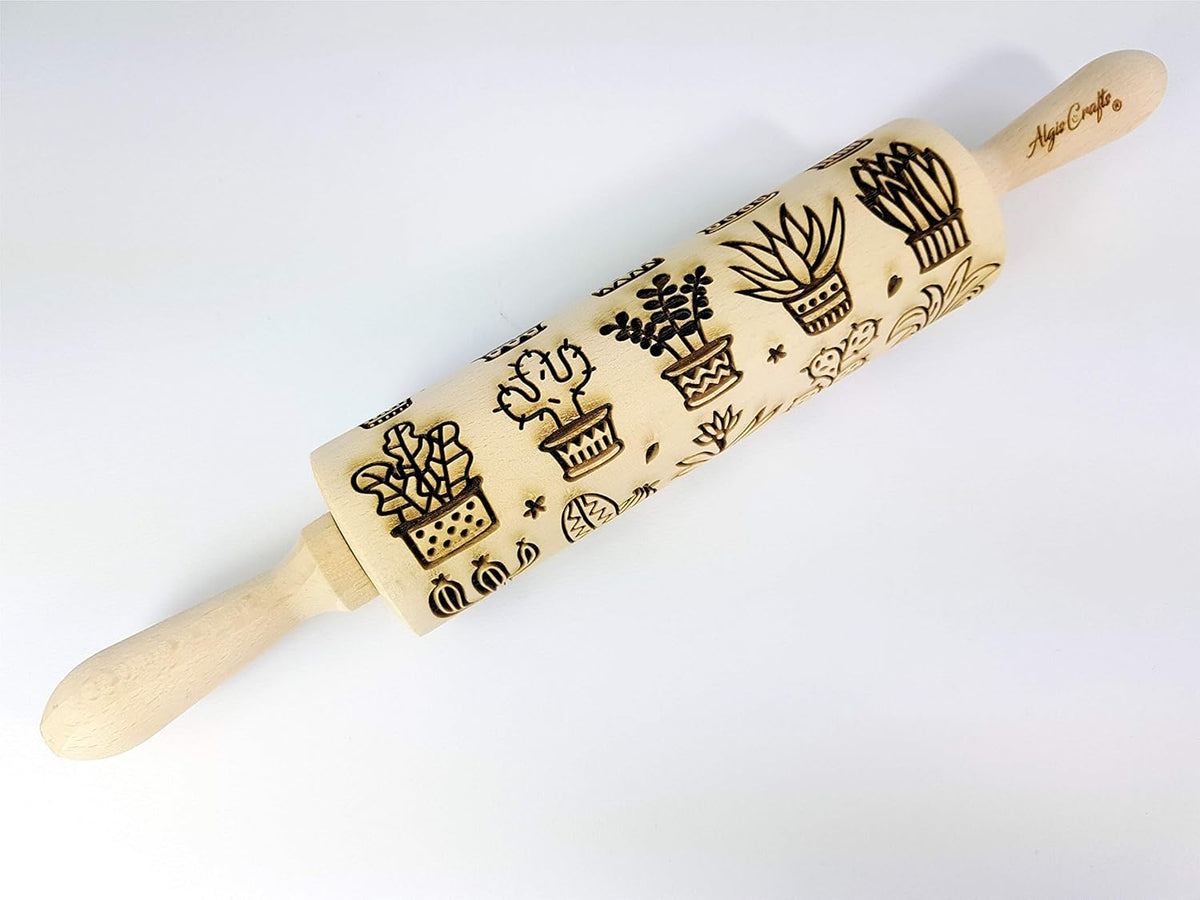 Embossing Rolling Pin CACTUS Embossed dough roller by Algis Crafts