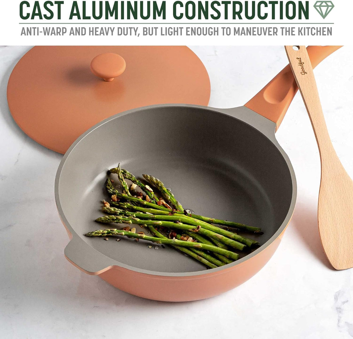 Goodful All-in-One Pan, Multilayer Nonstick, High-Performance Cast Construction, Multipurpose Design Replaces Multiple Pots and Pans, Dishwasher Safe Cookware, 11-Inch, 4.4-Quart Capacity, Terracotta