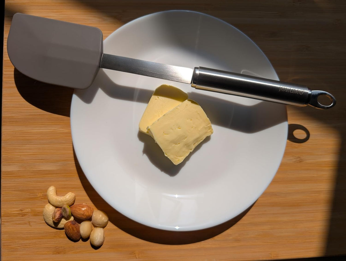 Silicone Spatula with Ergonomic Tube Handle - 18/10 Stainless Steel, Non-Stick, 428°F Heat-Resistant Scraper for Mixing, Baking & Cooking - BPA-Free, Dishwasher Safe