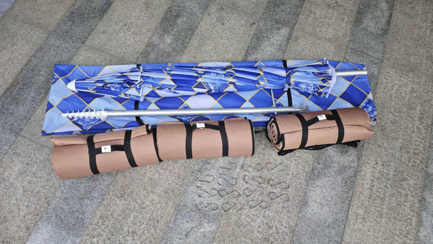 Privacy Beach Umbrella, Cloth Changing System, with 3 Beach Mats