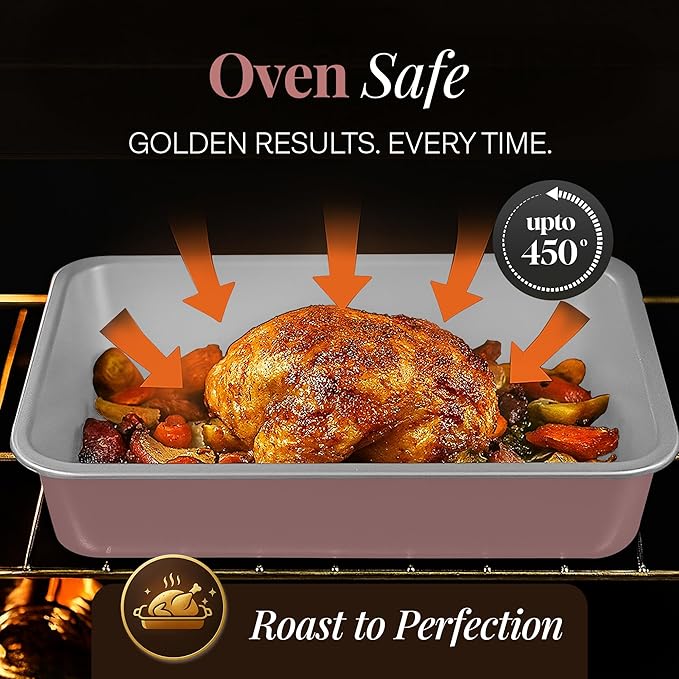 Gotham Steel 6 Pc Stackable Baking Pans Set, 70% Space Saving Design, Ceramic Bakeware Sets Non Toxic Made Without PFOA PFOS, with Baking Sheet Tray, Cake & Muffin Pans, Oven & Dishwasher Safe