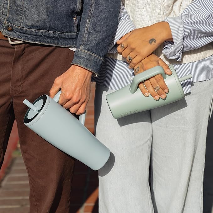 BrüMate Era 30 oz Tumbler with Handle and Straw | 100% Leakproof Insulated Water Bottle Tumbler with Lid and Flexible SoftSip Straw | Made of Stainless Steel | Cup Holder Friendly | 30oz (Sage)