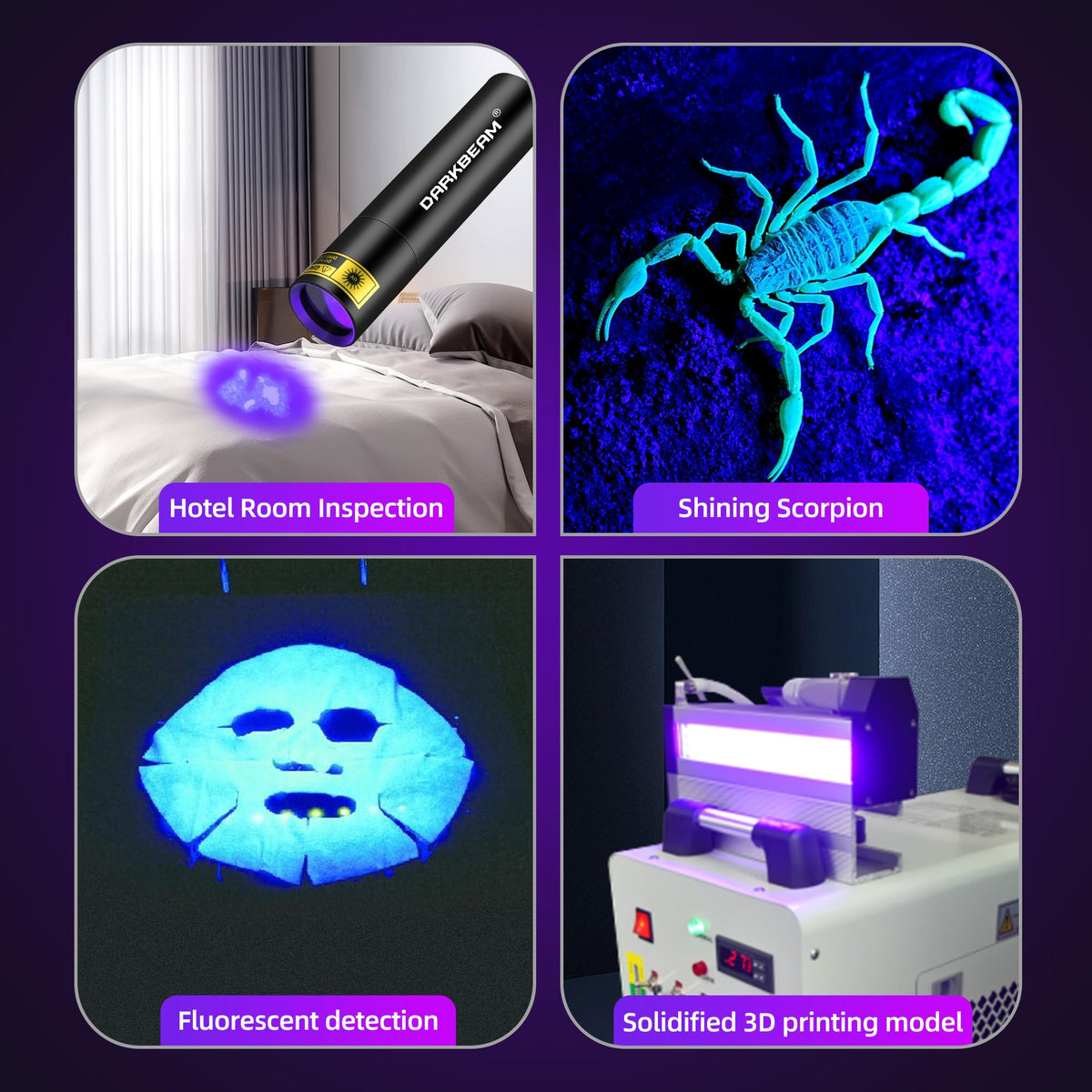 DARKBEAM Flashlight UV Black Light 395 NM, Mini but Powerful USB- C