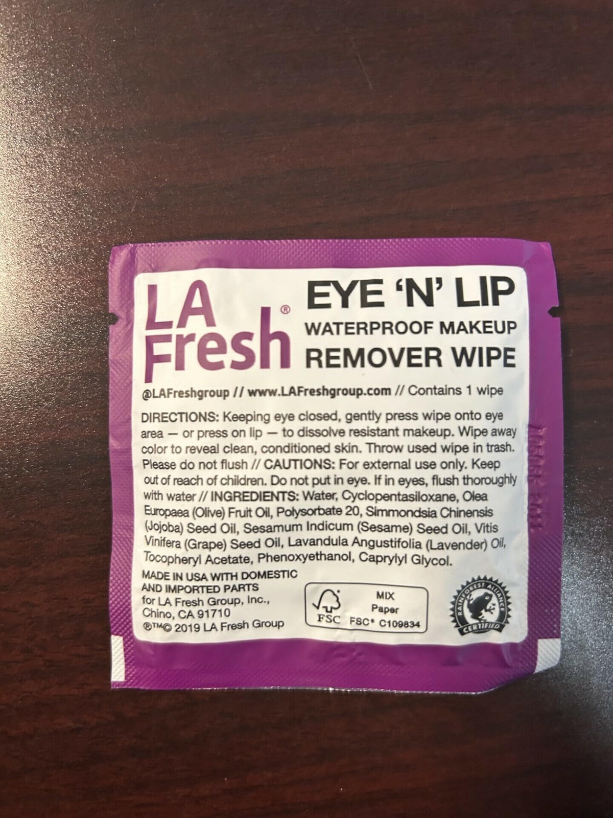 LA Fresh Eye and Lip Makeup Remover Wipes, Waterproof, Pack of 50