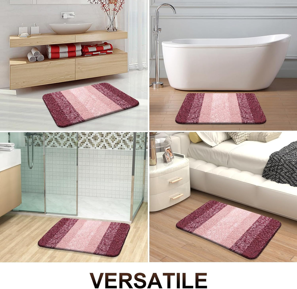 OLANLY Bathroom Runner Rugs 44x24, Extra Soft Absorbent Microfiber Bath Rugs, Rubber Backing, Quick Dry, Machine Washable Bath Mats for Bathroom Floor, Tub and Shower, Home Decor Accessories, Red