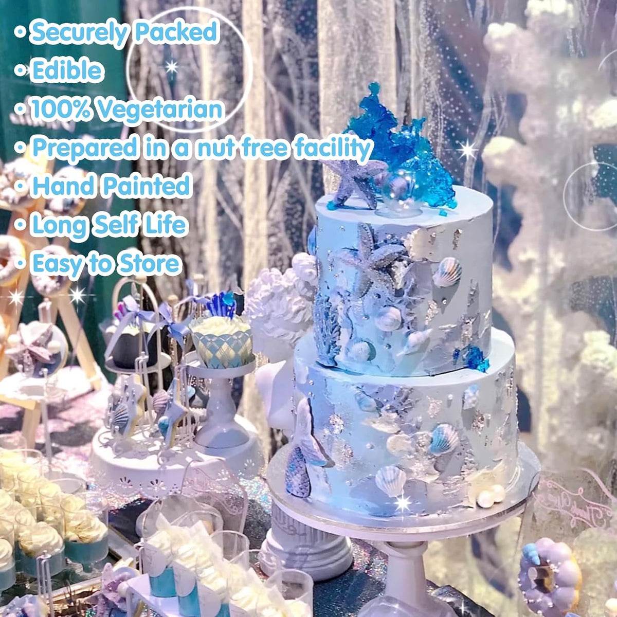 Edible Seashell Sprinkles Cake Decorating,130g/4.58oz,Pink Purple Pearl Sugar Sprinkle,Mix Sea Beach Stars Shell Sprinkles, Ocean Theme Baking Candy Decorations,Cupcake,Ice Cream Cookie Donuts Toppings,Birthday Children's Summer Party Supplies