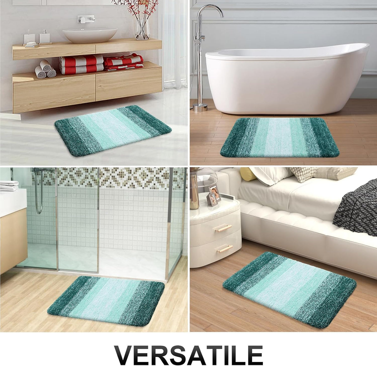 OLANLY Bathroom Runner Rugs 47x20, Extra Soft Absorbent Microfiber Bath Rugs, Rubber Backing, Quick Dry, Washable Bath Mats for Bathroom Floor, Tub and Shower, Home Decor Accessories, Blackish Green