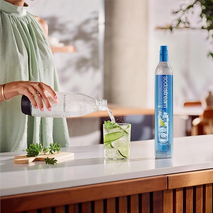 SodaStream CO2 Gas Refill Pack - 2 Cylinders, BLUE Screw-in System - Use box to return your empty cylinders and earn an Amazon.com Gift Card - Compatible with Fizzi, OneTouch, Jet, Spirit, Penguin