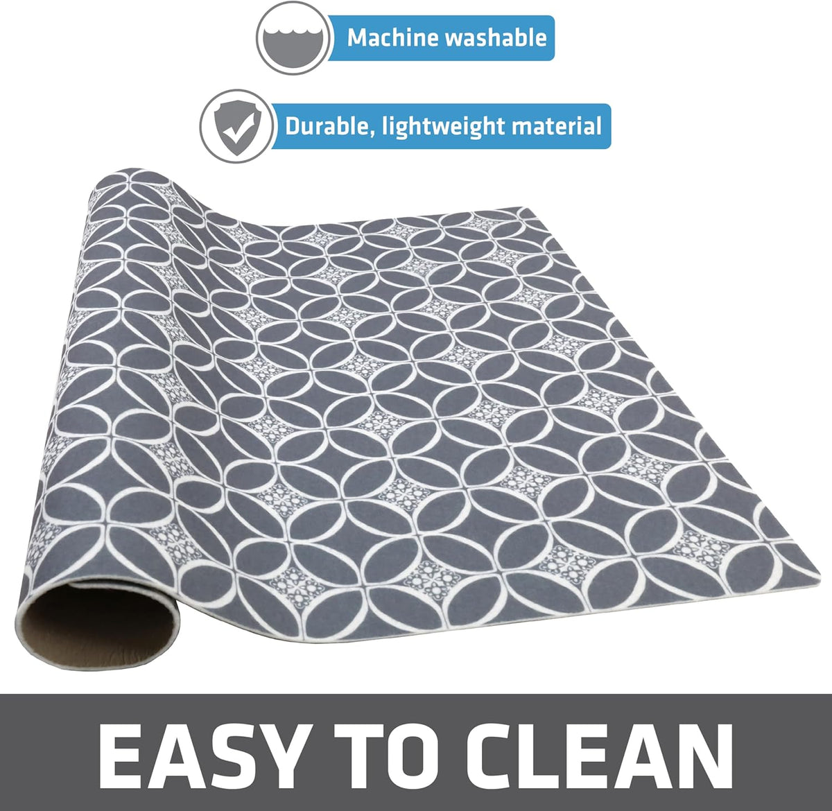Drymate XL Dish Drying Mat, Oversized (19”x24”), Low-Profile, Super Absorbent, Quick Dry Fabric, Waterproof & Slip-Resistant, for Kitchen Counter, Trimmable, Easy to Clean (USA Made)(Indigo Grey)