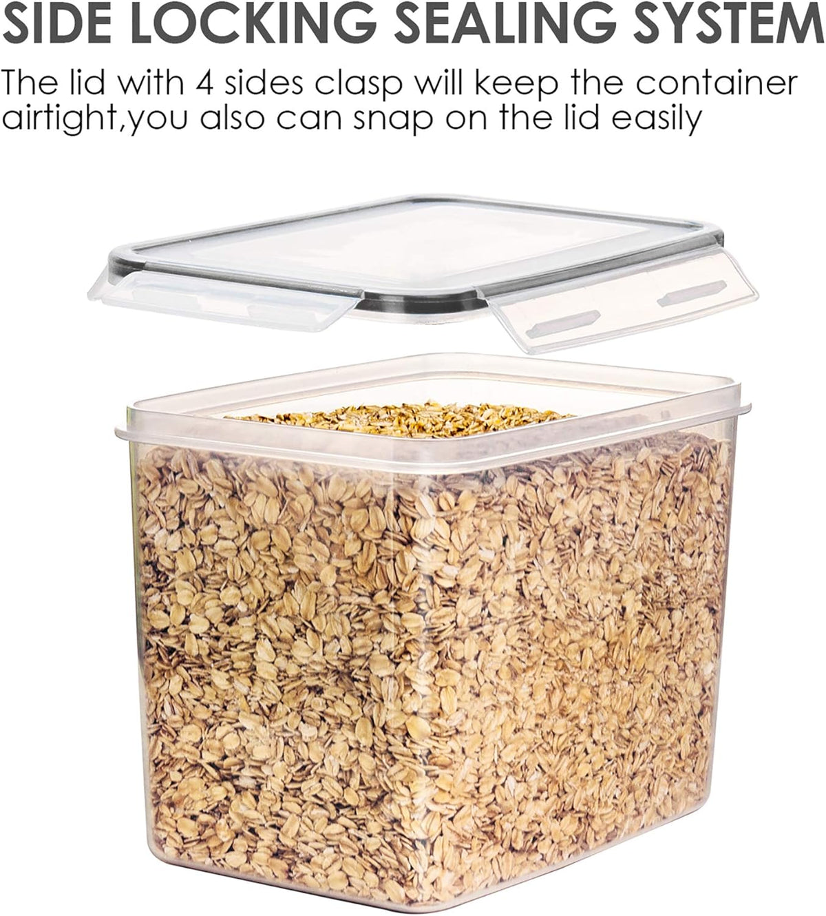 Vtopmart Airtight Food Storage Containers 6 Pieces - Plastic BPA Free Kitchen Pantry Storage Containers for Sugar,Flour and Baking Supplies - Dishwasher Safe - Include 24 Labels, Black
