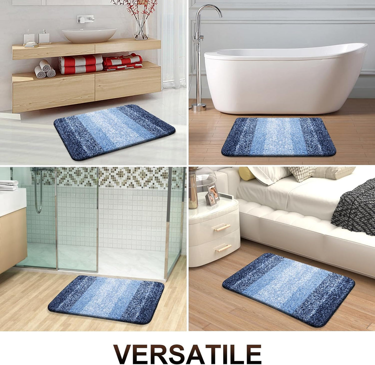 OLANLY Bathroom Runner Rugs 47x24, Extra Soft Absorbent Microfiber Bath Rugs, Rubber Backing, Quick Dry, Machine Washable Bath Mats for Bathroom Floor, Tub and Shower, Home Decor Accessories, Navy