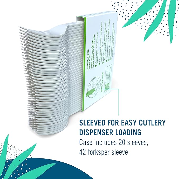 Preserve Compostable Fork, Made in USA, Medium Weight Cutlery, White, 840 Count