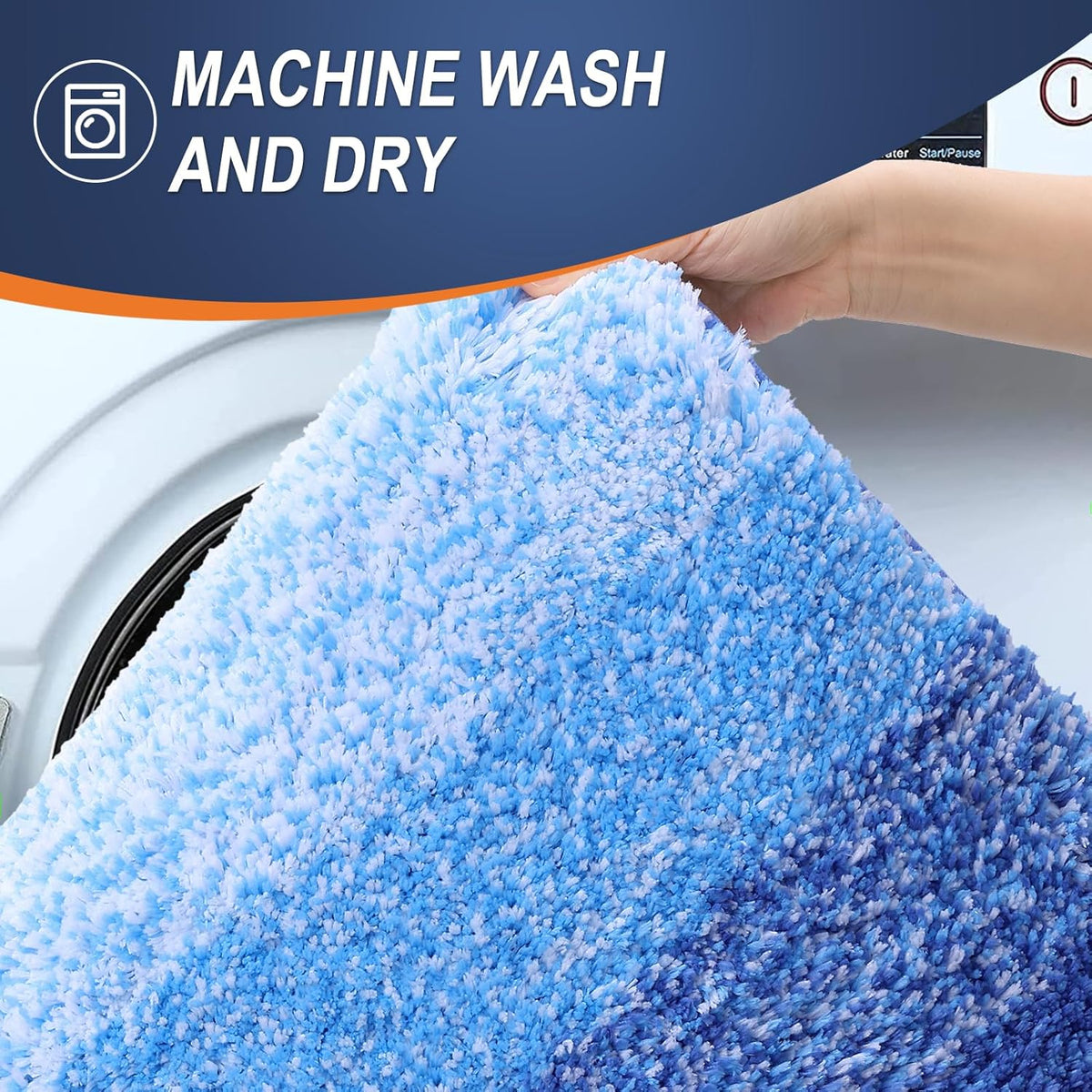 OLANLY Bathroom Rugs Mat 24x16, Extra Soft Absorbent Microfiber Bath Rugs, Rubber Backing, Quick Dry, Washable Bath Mats for Bathroom Floor, Tub and Shower, Home Decor Accessories, Light Royal Blue