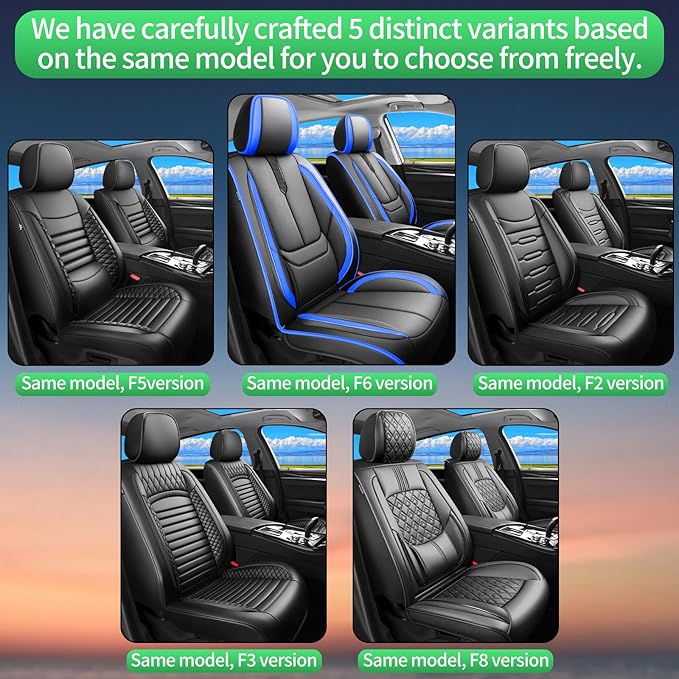 Fit Impreza Car Seat Covers for Subaru Impreza 2004-2024 2025 2026 -Upgraded Premium Waterproof & Breathable Leather,Airbag Compatible,All-Weather Seat Cushion Protector,Full Set,Black-Blue