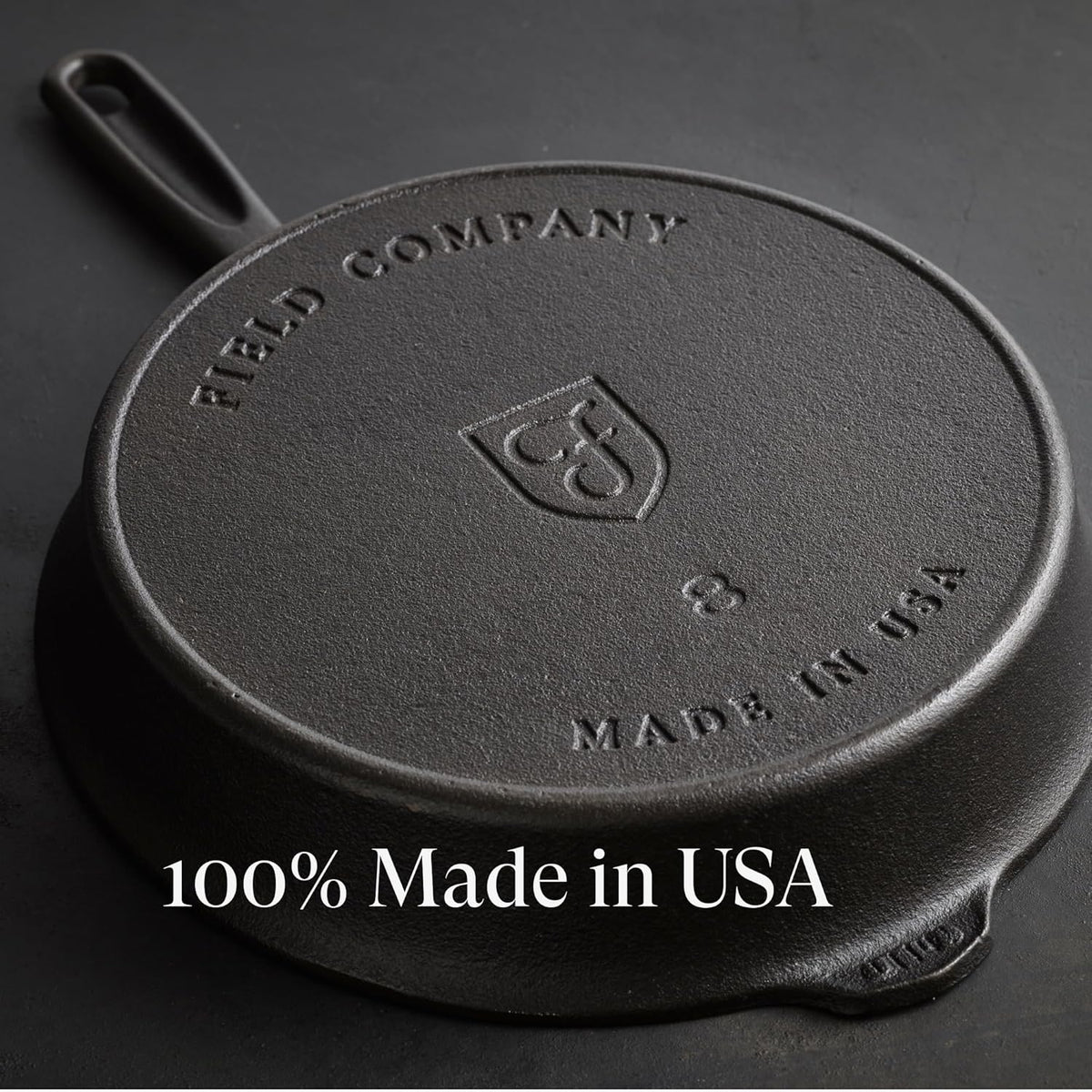 Field Company 10-Inch Cast Iron Skillet – No.8, Lightweight & Smooth, Nonstick, Preseasoned with Organic Oil – Made in USA, Non-Toxic – Vintage Design