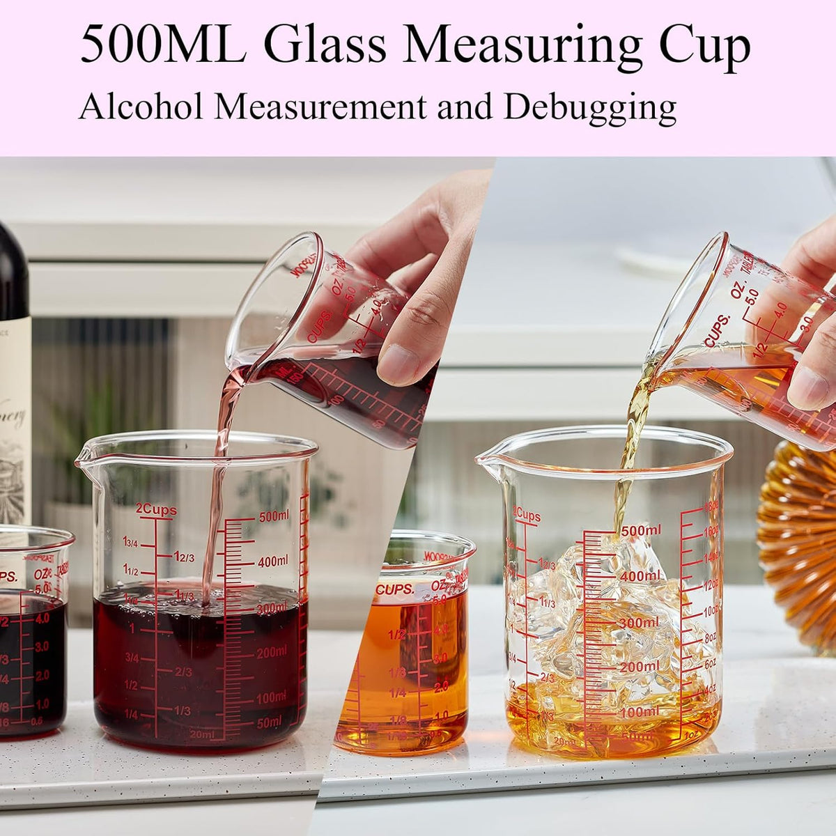 High Borosilicate Glass Measuring Cup Set-V-Shaped Spout,Includes 250ml(8OZ), 500ml(16OZ), and 1000ml(32OZ) Glass Measuring Beaker for Kitchen or Restaurant, Easy to Read