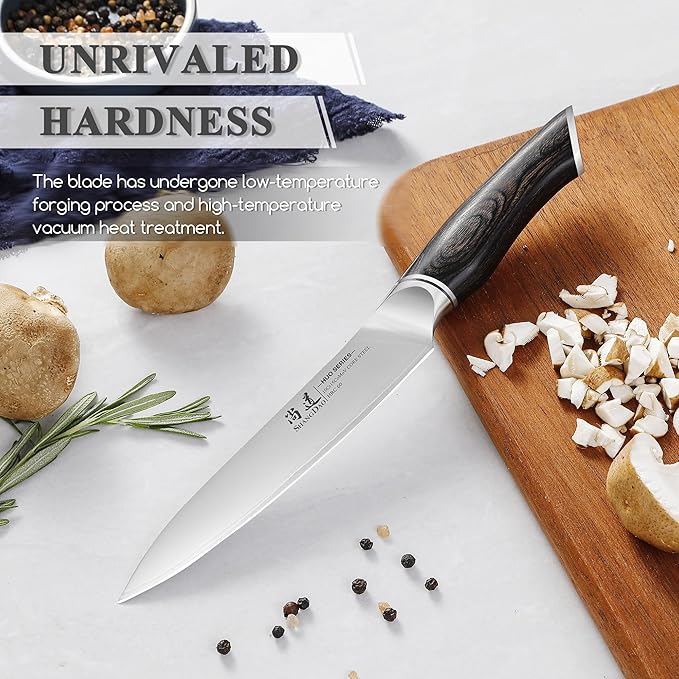 SHANGDAO Utility Knife, 6 Inch Small Kitchen Chef Knife, Ultra Sharp 3 Layers VG10 Alloy Steel, Multipurpose Paring Knife for Fruit and Vegetable Cutting with Wooden Handle, Gift Box