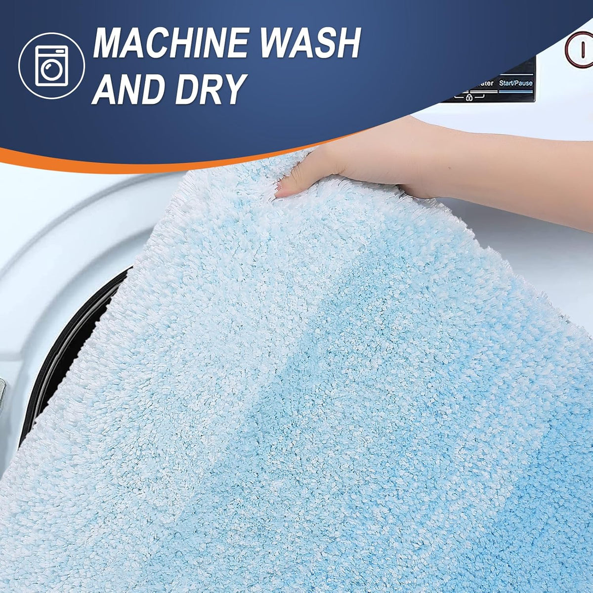 OLANLY Bathroom Rugs Mat 24x16, Extra Soft Absorbent Microfiber Bath Rugs, Rubber Backing, Quick Dry, Machine Washable Bath Mats for Bathroom Floor, Tub and Shower, Home Decor Accessories, Sky Blue