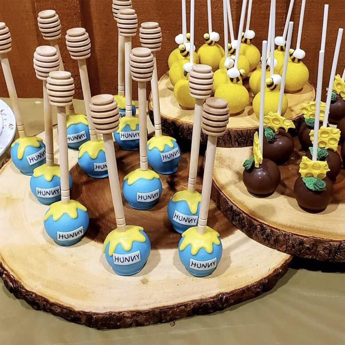 50 Pcs Wooden Honey Dipper Stick Collecting Dispensing Drizzling Jam Portable Wedding Party (6 inch)