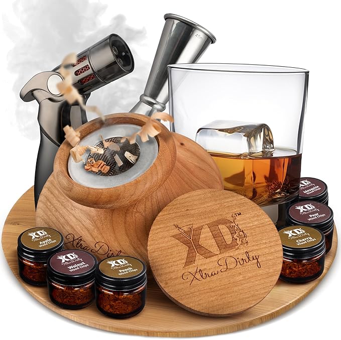 Cocktail Smoker Kit - 8 Wood Chips - 4 Flame Jet Torch - Old Fashioned Cocktail Kit - Whiskey Gift for Men for Him - Whiskey Smoker Kit - Bourbon Smoker