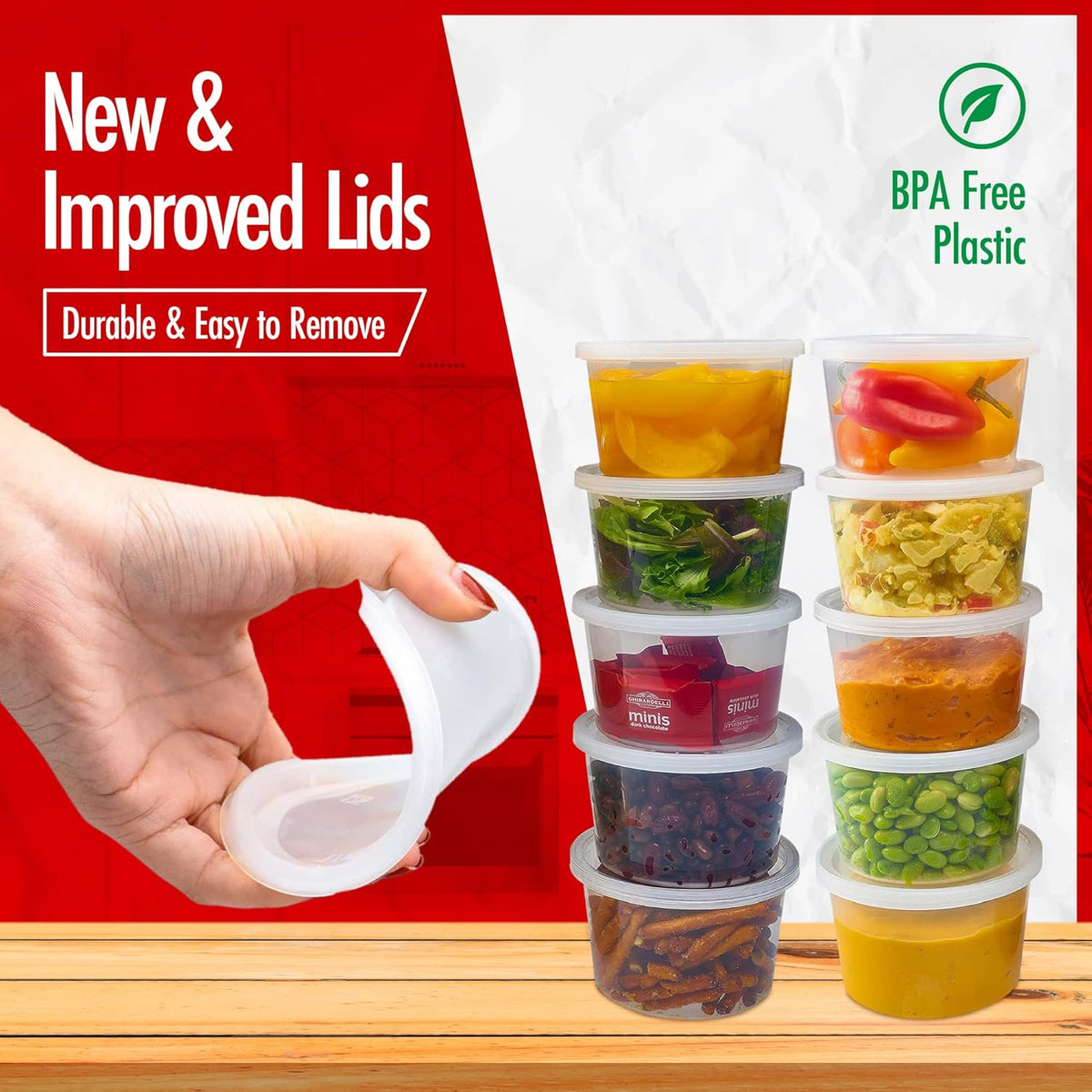 16oz-Deli Containers with Lids Leakproof - 50 Pack BPA-Free Plastic Microwaveable Clear Food Storage Container Premium Heavy-Duty Quality, Freezer & Dishwasher Safe