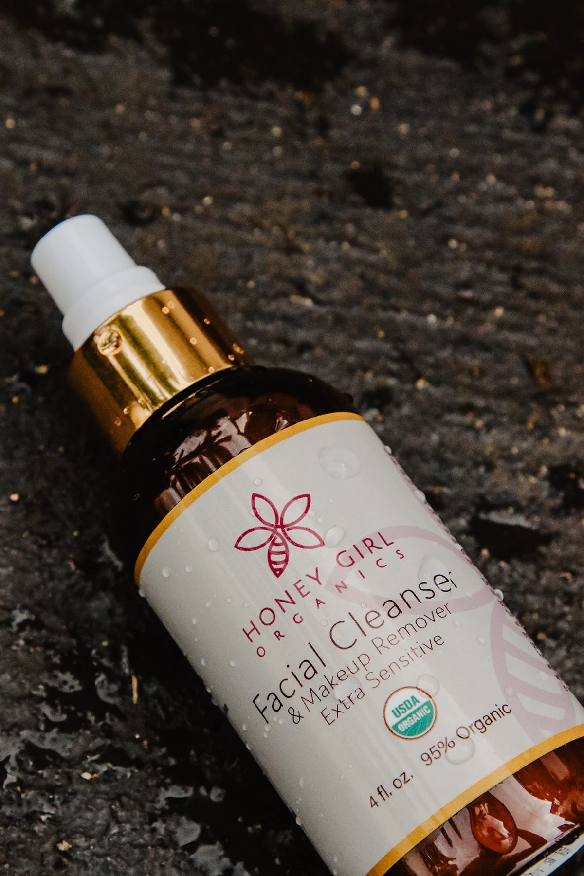 Honey Girl Organics USDA Certified Organic Facial Cleanser and Makeup Remover Extra Sensitive w/Beeswax. Naturally contains Pollen, Propolis, Royal Jelly. 4 Fl Oz