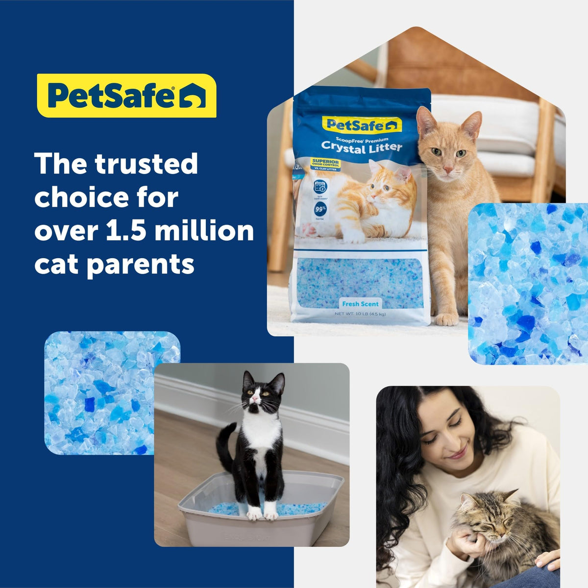 PetSafe ScoopFree Reusable Tray with Crystal Litter, Fresh Scent, 4.3Lb Bag