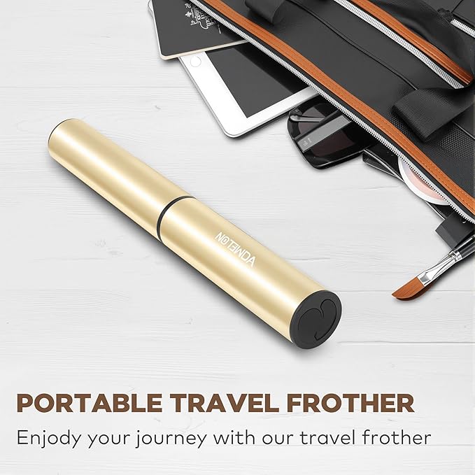 Rechargeable Milk Frother, Electric Coffee Foamer, Handheld Drink Mixer for Latte, Cappuccino, Coffee, Eggs, Hot Chocolate, Protein,Beige