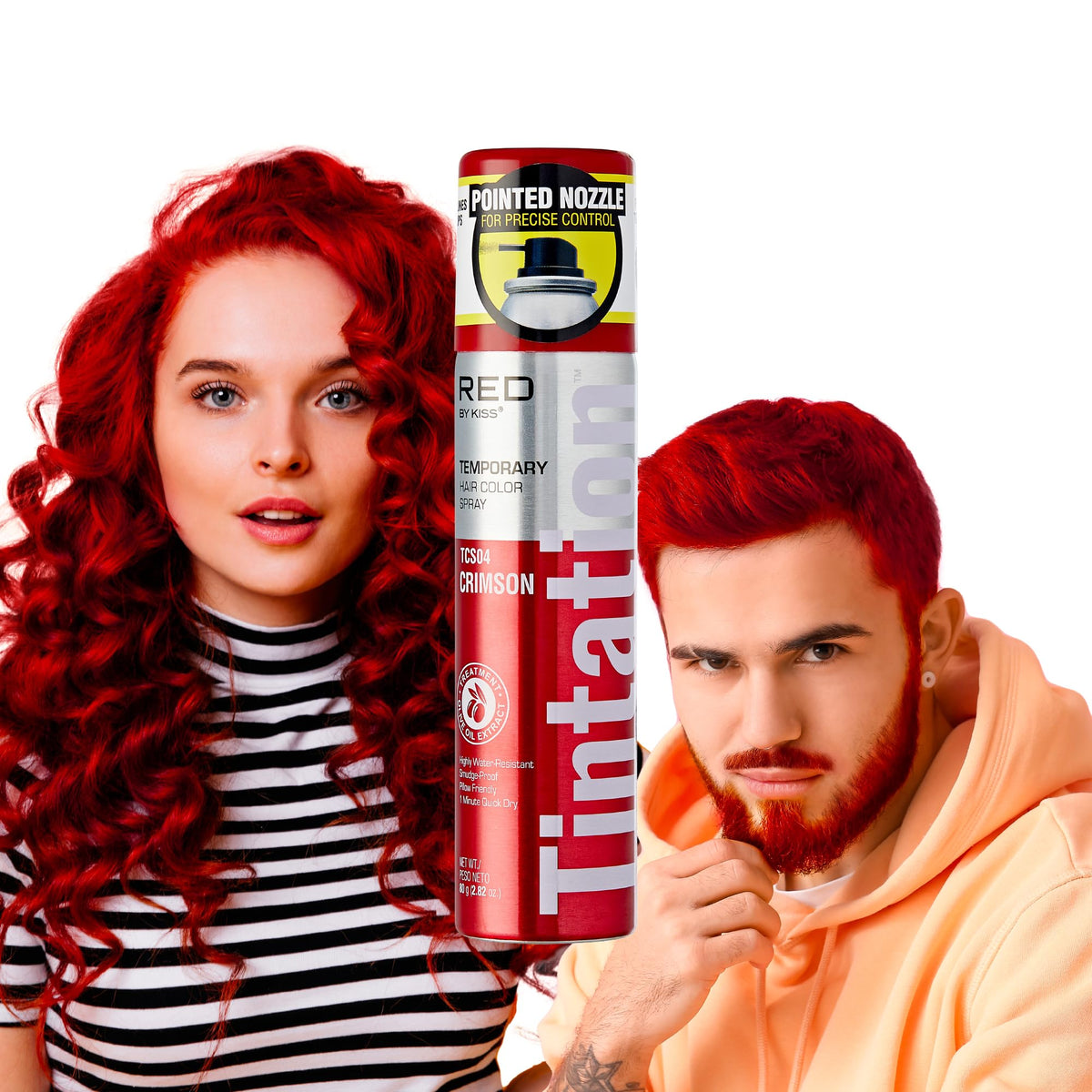Red By Kiss Tintation Temporary Hair Color Spray 2.82Oz, Quick-Dry & Smudge-Proof, Vivid Color Washable Hair Dye, Styling Spray