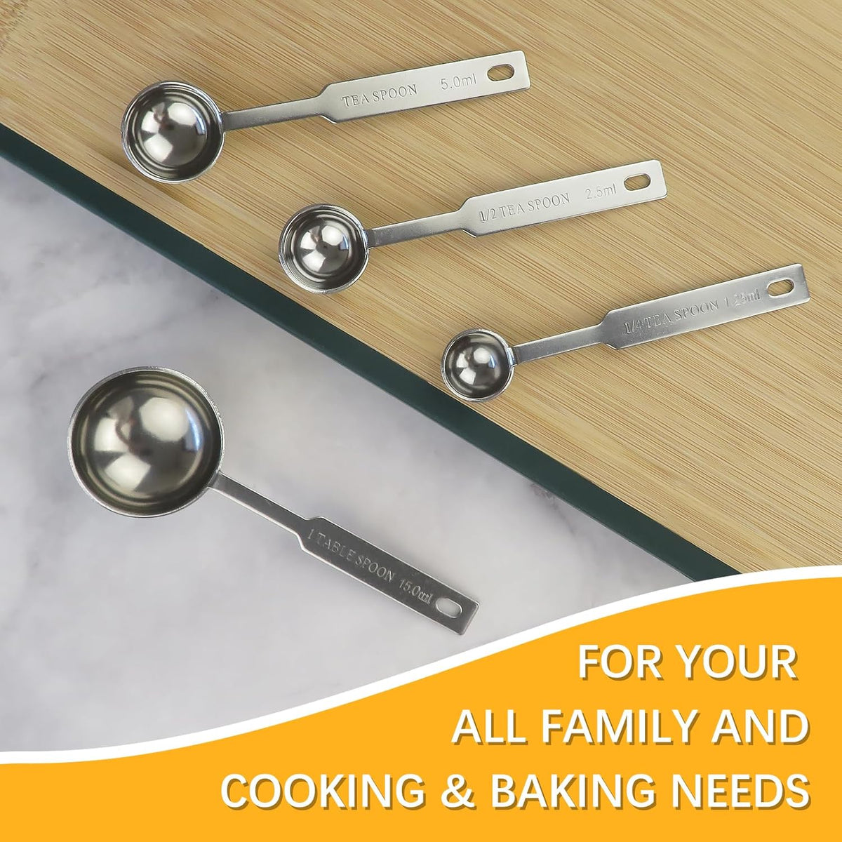 2PCS 1/2 Tsp(1/6tbsp, 2.5ml) Single Measuring Spoon, Stainless Steel Individual Measure Scoop Only